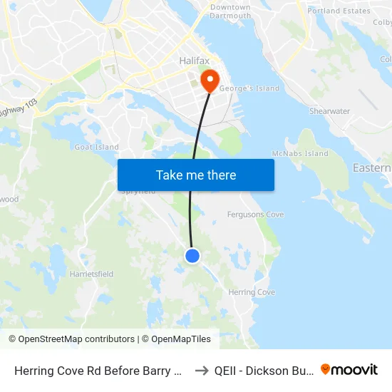 Herring Cove Rd Before Barry Cr (6914) to QEII - Dickson Building map