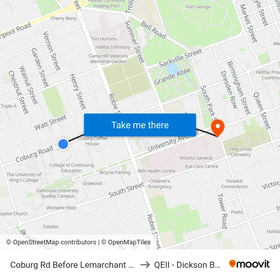 Coburg Rd Before Lemarchant St (6449) to QEII - Dickson Building map