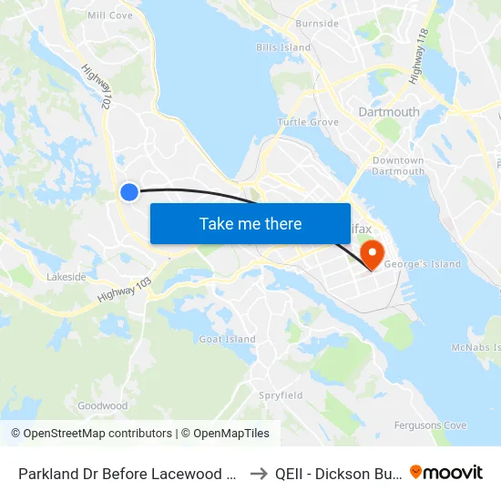 Parkland Dr Before Lacewood Dr (7438) to QEII - Dickson Building map
