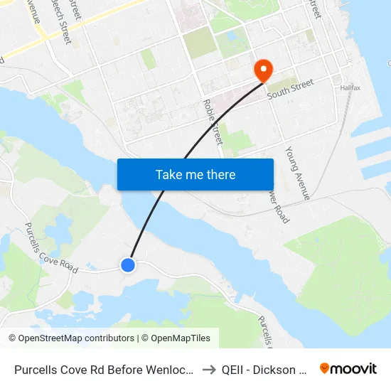Purcells Cove Rd Before Wenlock Grv (8121) to QEII - Dickson Building map
