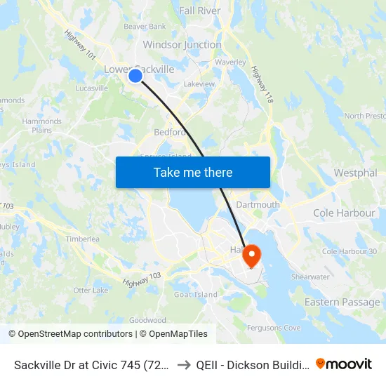 Sackville Dr at Civic 745 (7294) to QEII - Dickson Building map