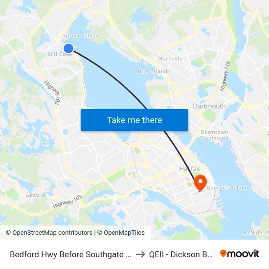 Bedford Hwy Before Southgate Dr (6290) to QEII - Dickson Building map