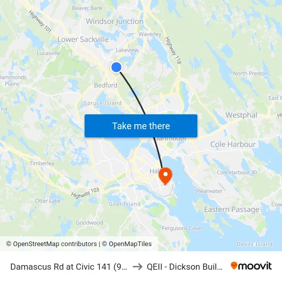 Damascus Rd at Civic 141 (9040) to QEII - Dickson Building map