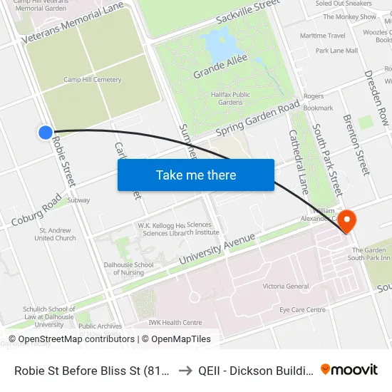 Robie St Before Bliss St (8194) to QEII - Dickson Building map