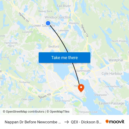 Nappan Dr Before Newcombe Dr (7288) to QEII - Dickson Building map