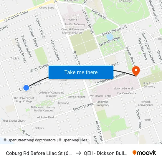 Coburg Rd Before Lilac St (6451) to QEII - Dickson Building map