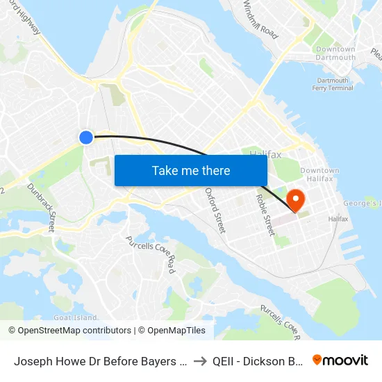 Joseph Howe Dr Before Bayers Rd (6981) to QEII - Dickson Building map