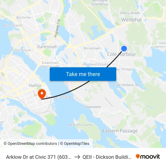 Arklow Dr at Civic 371 (6039) to QEII - Dickson Building map
