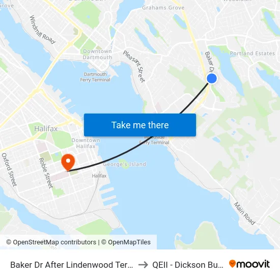 Baker Dr After Lindenwood Terr (9067) to QEII - Dickson Building map