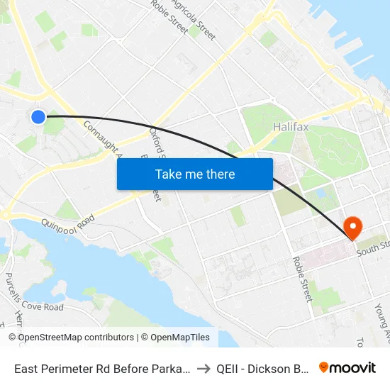 East Perimeter Rd Before Parkade (6620) to QEII - Dickson Building map