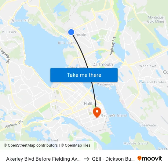 Akerley Blvd Before Fielding Ave (6009) to QEII - Dickson Building map