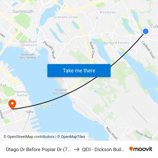 Otago Dr Before Poplar Dr (7398) to QEII - Dickson Building map