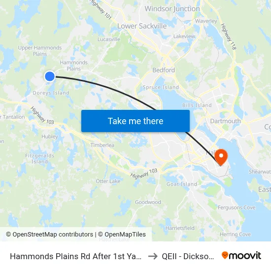 Hammonds Plains Rd After 1st Yankeetown Rd (6829) to QEII - Dickson Building map