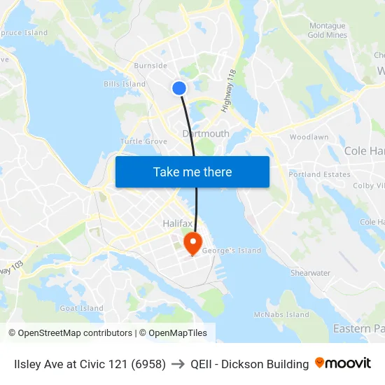 Ilsley Ave at Civic 121 (6958) to QEII - Dickson Building map