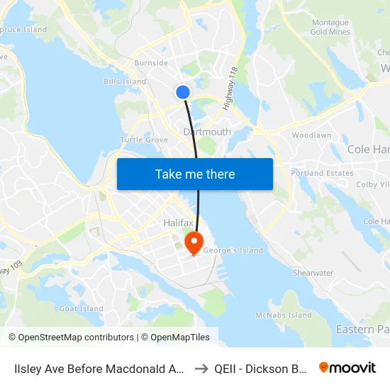 Ilsley Ave Before Macdonald Ave (6959) to QEII - Dickson Building map