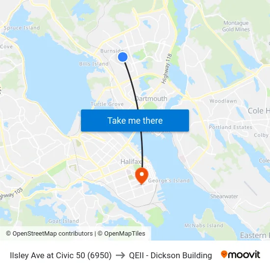 Ilsley Ave at Civic 50 (6950) to QEII - Dickson Building map