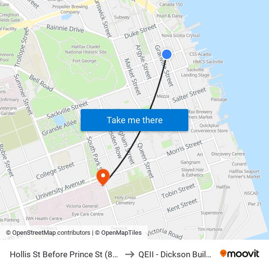 Hollis St Before Prince St (8822) to QEII - Dickson Building map