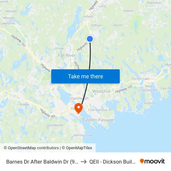 Barnes Dr After Baldwin Dr (9011) to QEII - Dickson Building map