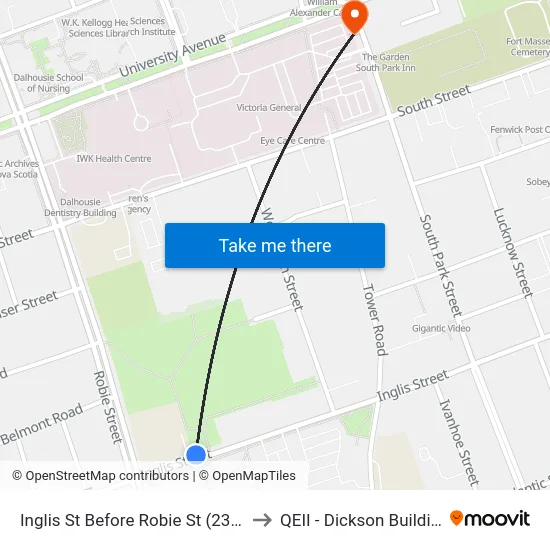 Inglis St Before Robie St (2322) to QEII - Dickson Building map