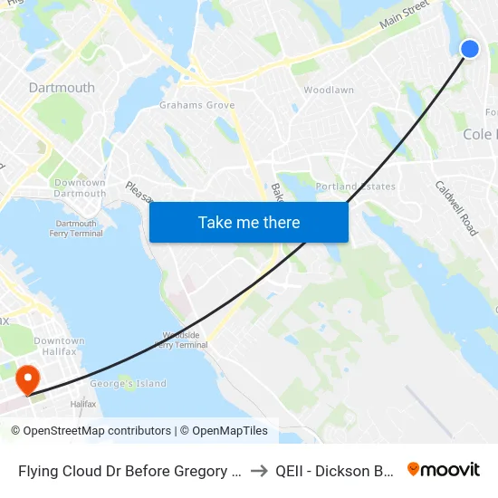 Flying Cloud Dr Before Gregory Dr (2324) to QEII - Dickson Building map