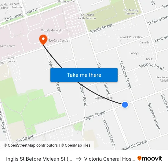 Inglis St Before Mclean St (6566) to Victoria General Hospital map