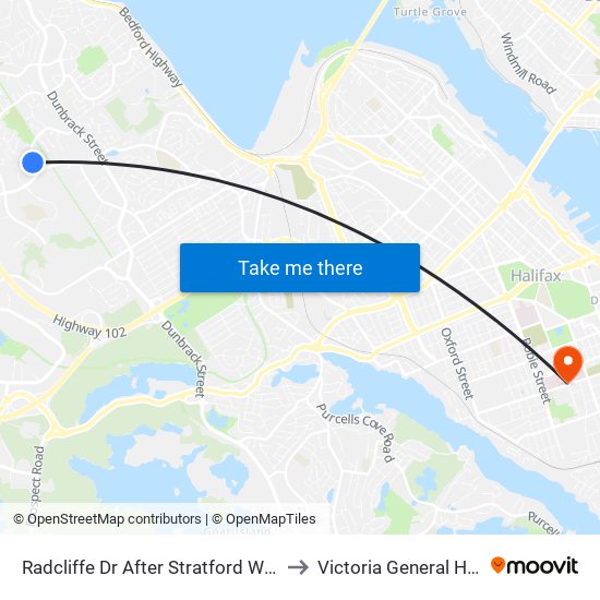 Radcliffe Dr After Stratford Way (6659) to Victoria General Hospital map