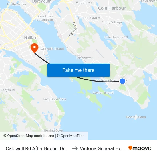 Caldwell Rd After Birchill Dr (2218) to Victoria General Hospital map
