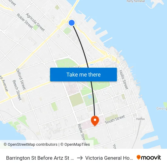 Barrington St Before Artz St (2333) to Victoria General Hospital map