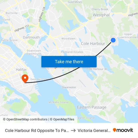 Cole Harbour Rd Opposite To Pacific Ave (2342) to Victoria General Hospital map