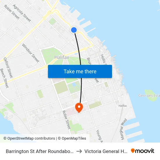Barrington St After Roundabout (2344) to Victoria General Hospital map