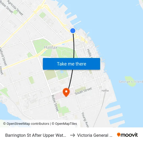 Barrington St After Upper Water St (2347) to Victoria General Hospital map