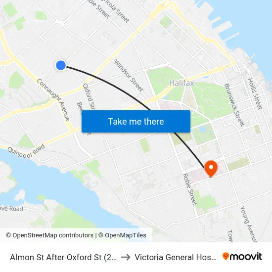 Almon St After Oxford St (2391) to Victoria General Hospital map