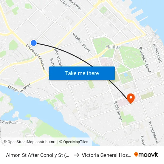 Almon St After Conolly St (2392) to Victoria General Hospital map