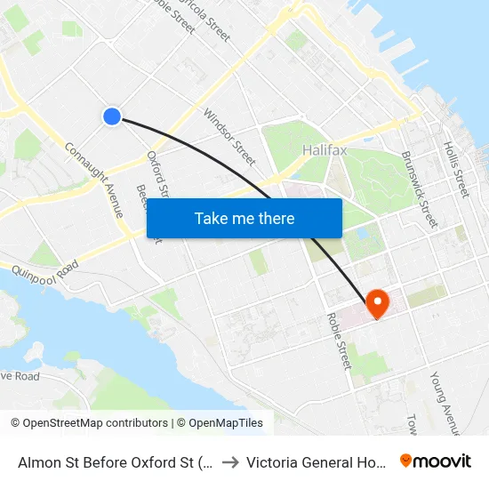 Almon St Before Oxford St (2394) to Victoria General Hospital map