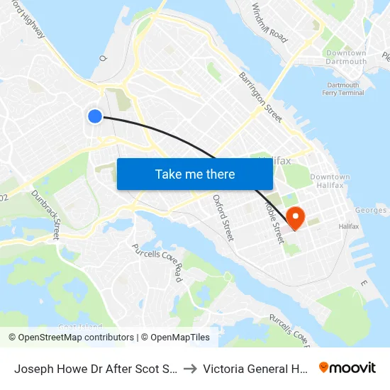 Joseph Howe Dr After Scot St (2325) to Victoria General Hospital map