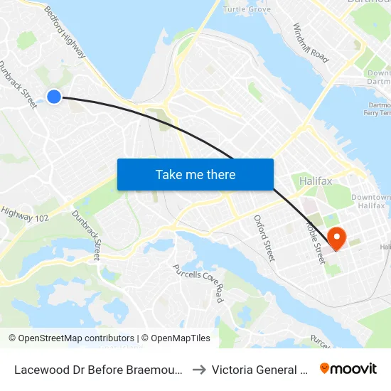 Lacewood Dr Before Braemount Dr (2361) to Victoria General Hospital map