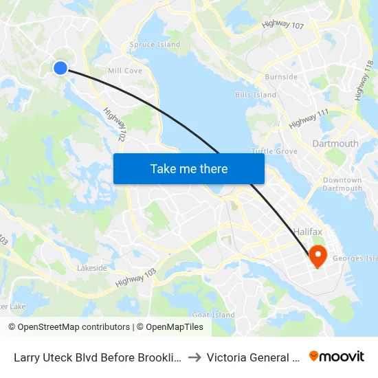 Larry Uteck Blvd Before Brookline Dr (2367) to Victoria General Hospital map