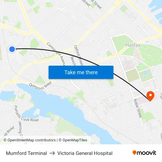 Mumford Terminal to Victoria General Hospital map