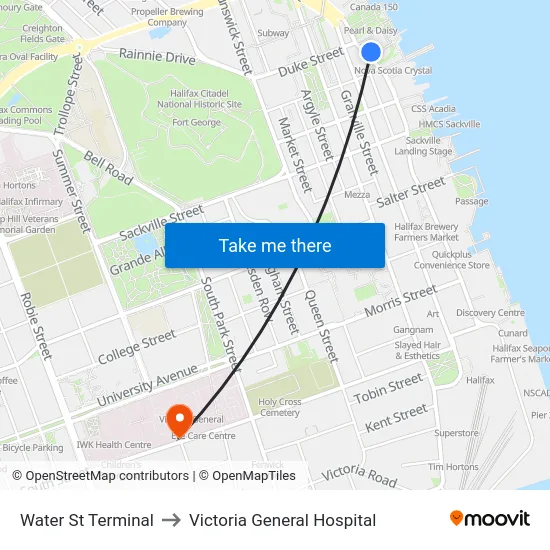 Water St Terminal to Victoria General Hospital map