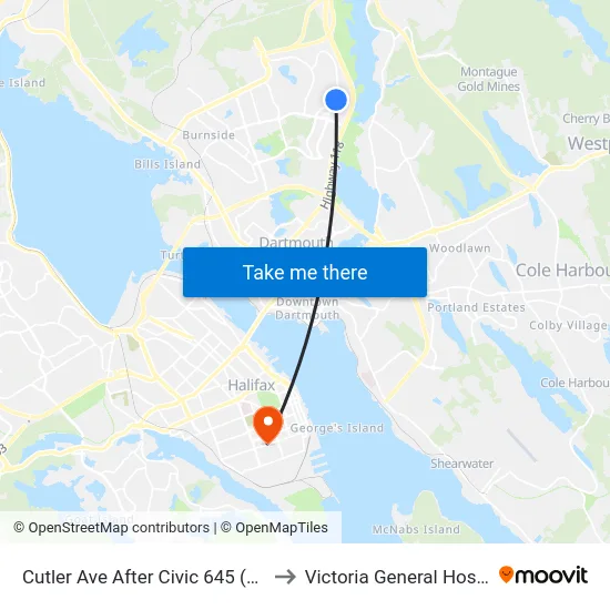 Cutler Ave After Civic 645 (2280) to Victoria General Hospital map