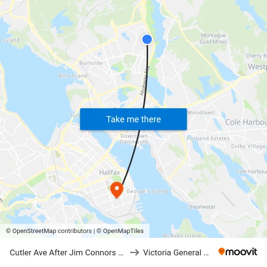 Cutler Ave After Jim Connors Ave (2281) to Victoria General Hospital map