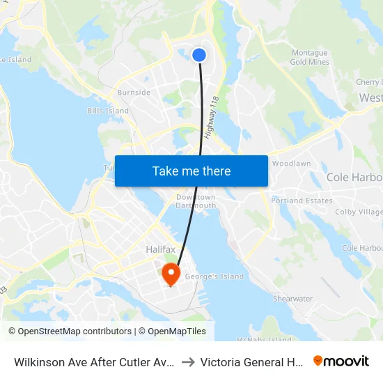 Wilkinson Ave After Cutler Ave (2284) to Victoria General Hospital map