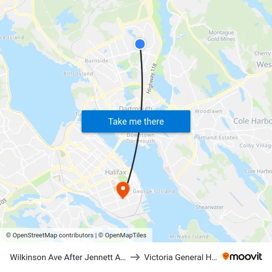 Wilkinson Ave After Jennett Ave (2286) to Victoria General Hospital map