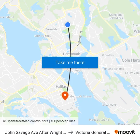 John Savage Ave After Wright Ave (2287) to Victoria General Hospital map
