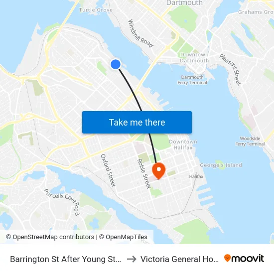Barrington St After Young St (2274) to Victoria General Hospital map