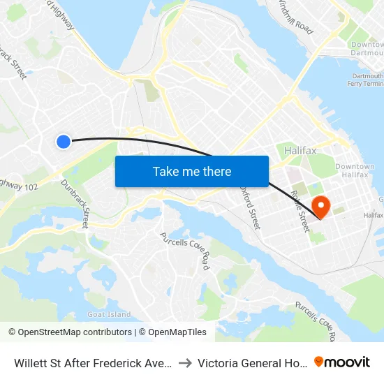 Willett St After Frederick Ave (2299) to Victoria General Hospital map