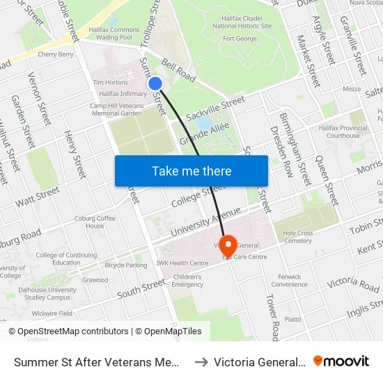 Summer St After Veterans Memorial Ln (2304) to Victoria General Hospital map