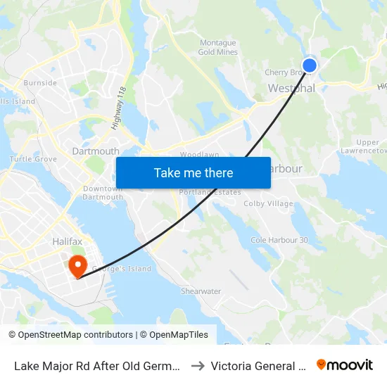 Lake Major Rd After Old German Rd (7109) to Victoria General Hospital map