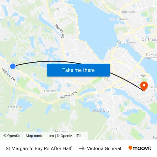 St Margarets Bay Rd After Halfmile Ln (6152) to Victoria General Hospital map