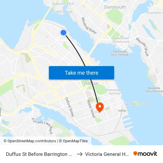 Duffus St Before Barrington St (6587) to Victoria General Hospital map
